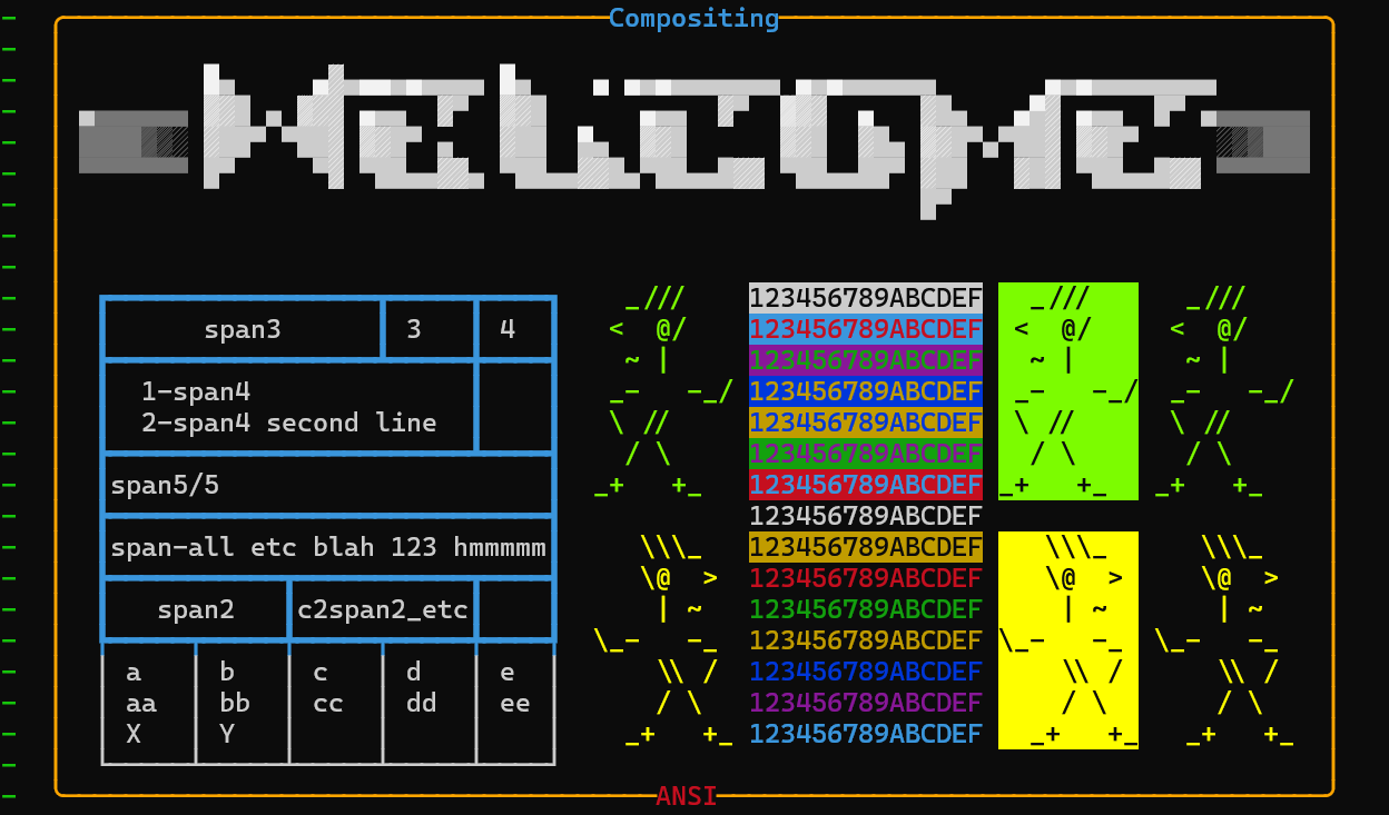Compositing Ansi in Tcl textblock composition of Ansi strings